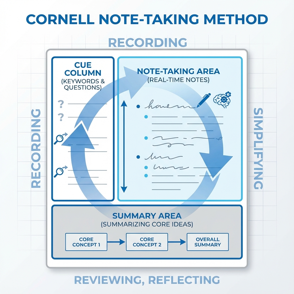 Cornell Note-Taking Method Diagram