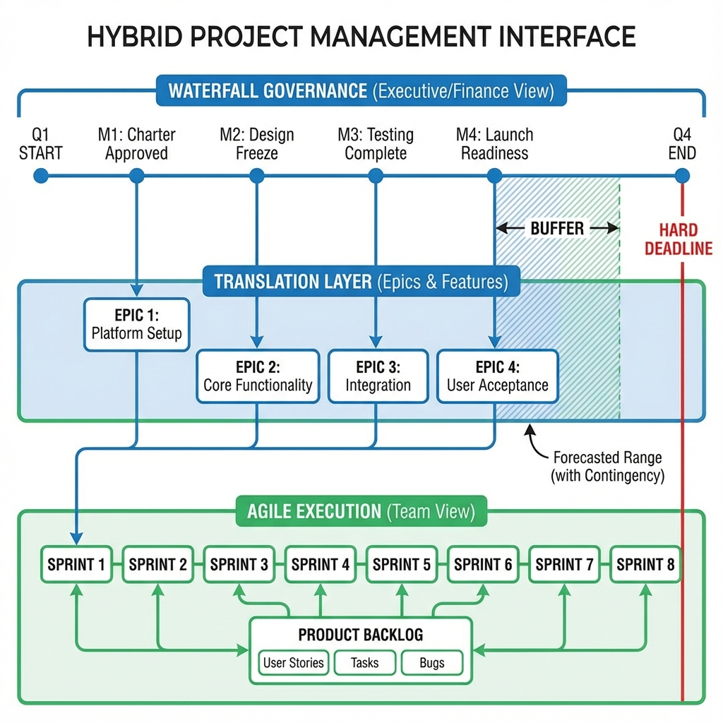 Hybrid Project Management Flow Diagram